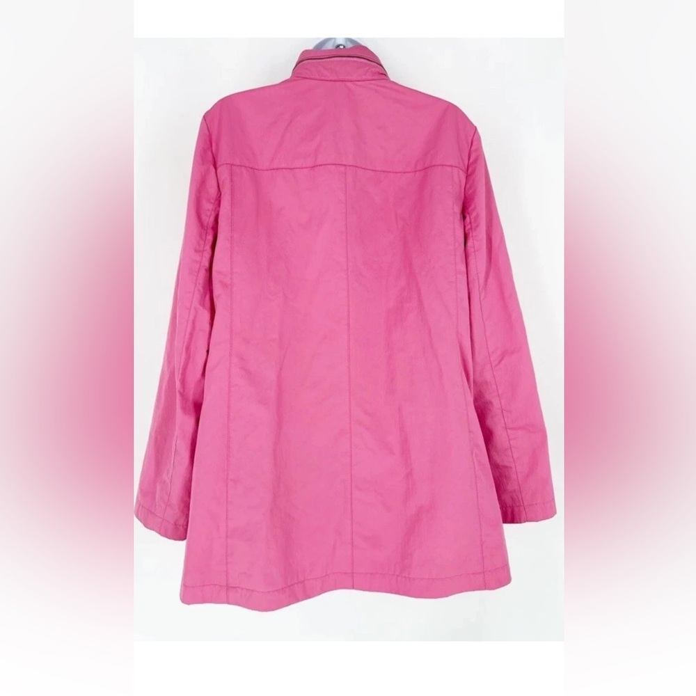 J. Jill Pink Raincoat Windbreaker Sz S Hidden Hood - Picture 2 of 3